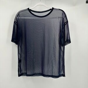 Womens Sheer Iridescent Mesh Top Size M Lingeriecore Minimalist Night Out